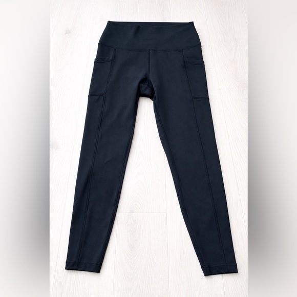 YOGALICIOUS LUX Black Cropped Leggings L High Rise Pockets - Picture 2 of 8
